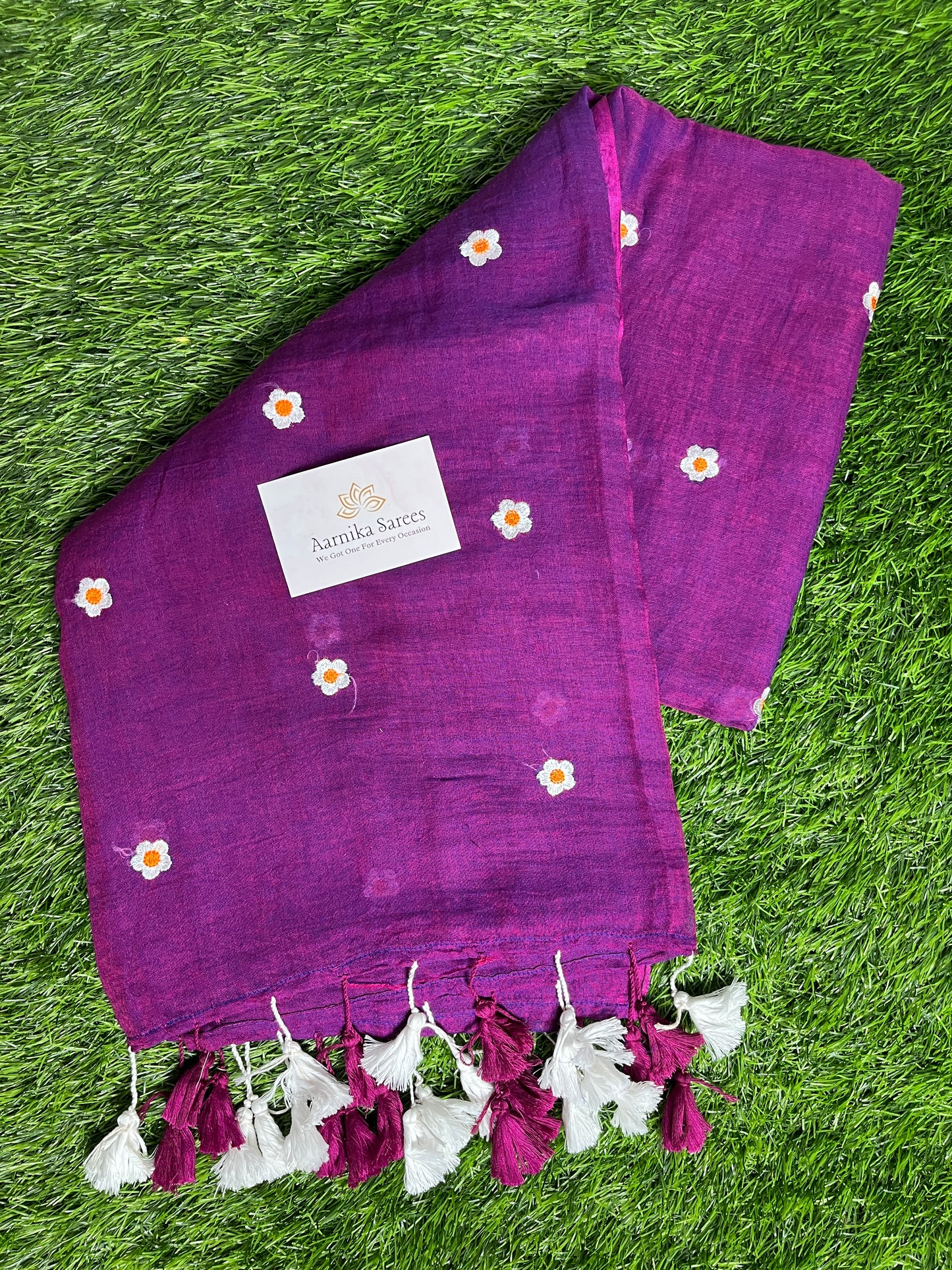 MUL COTTON /  FLOWER EMBROIDERY / PURPLE