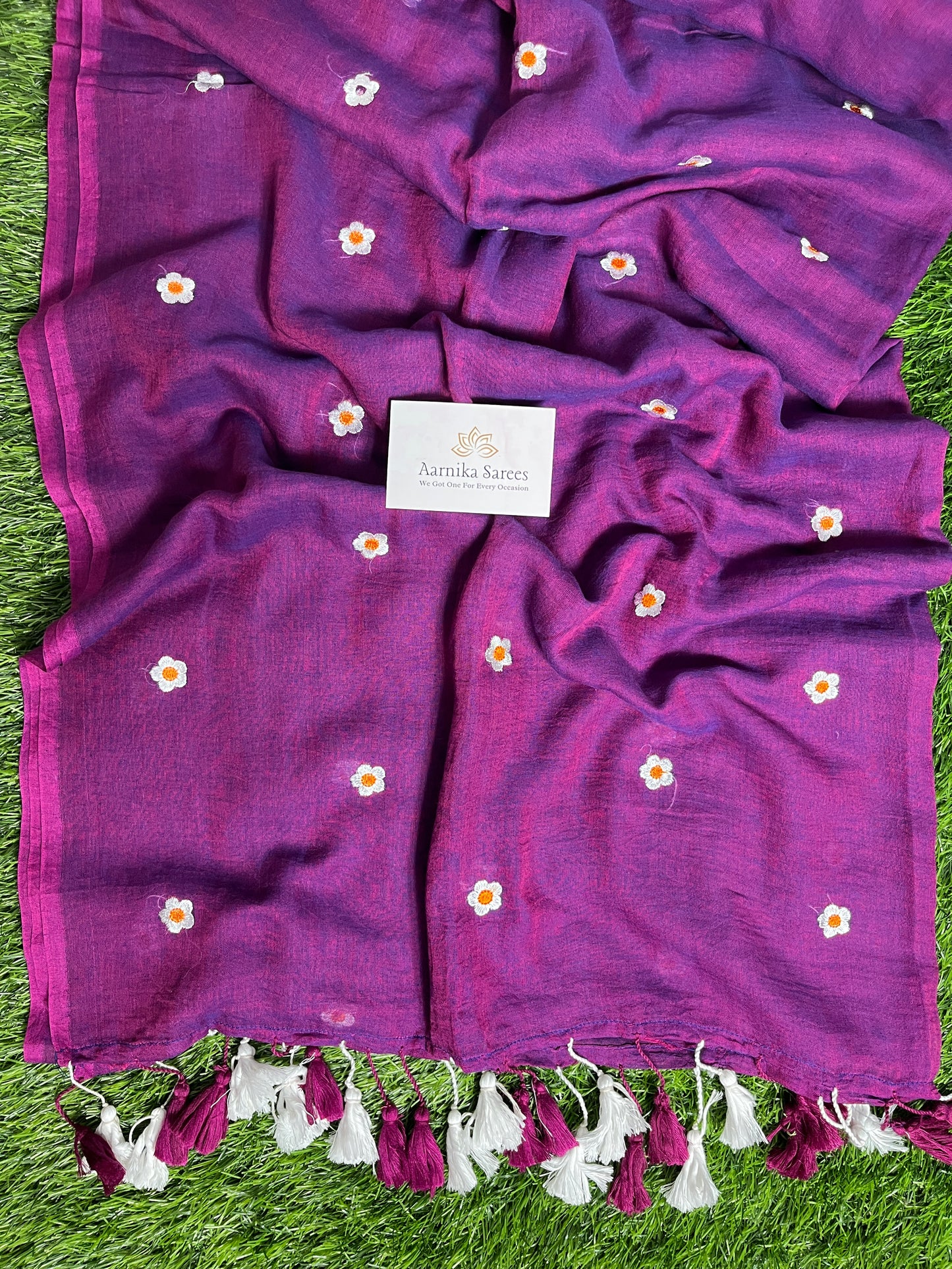 MUL COTTON /  FLOWER EMBROIDERY / PURPLE