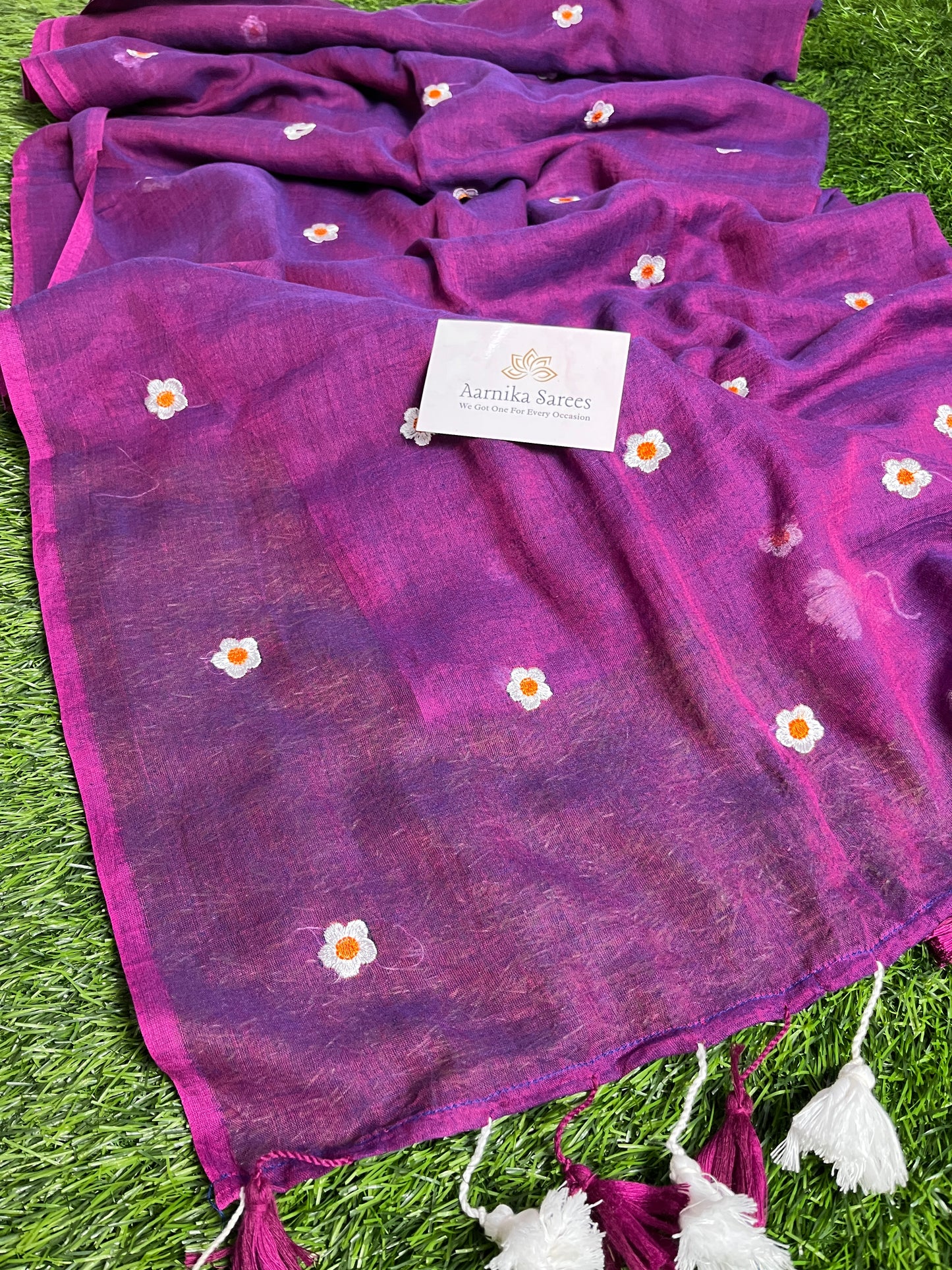 MUL COTTON /  FLOWER EMBROIDERY / PURPLE