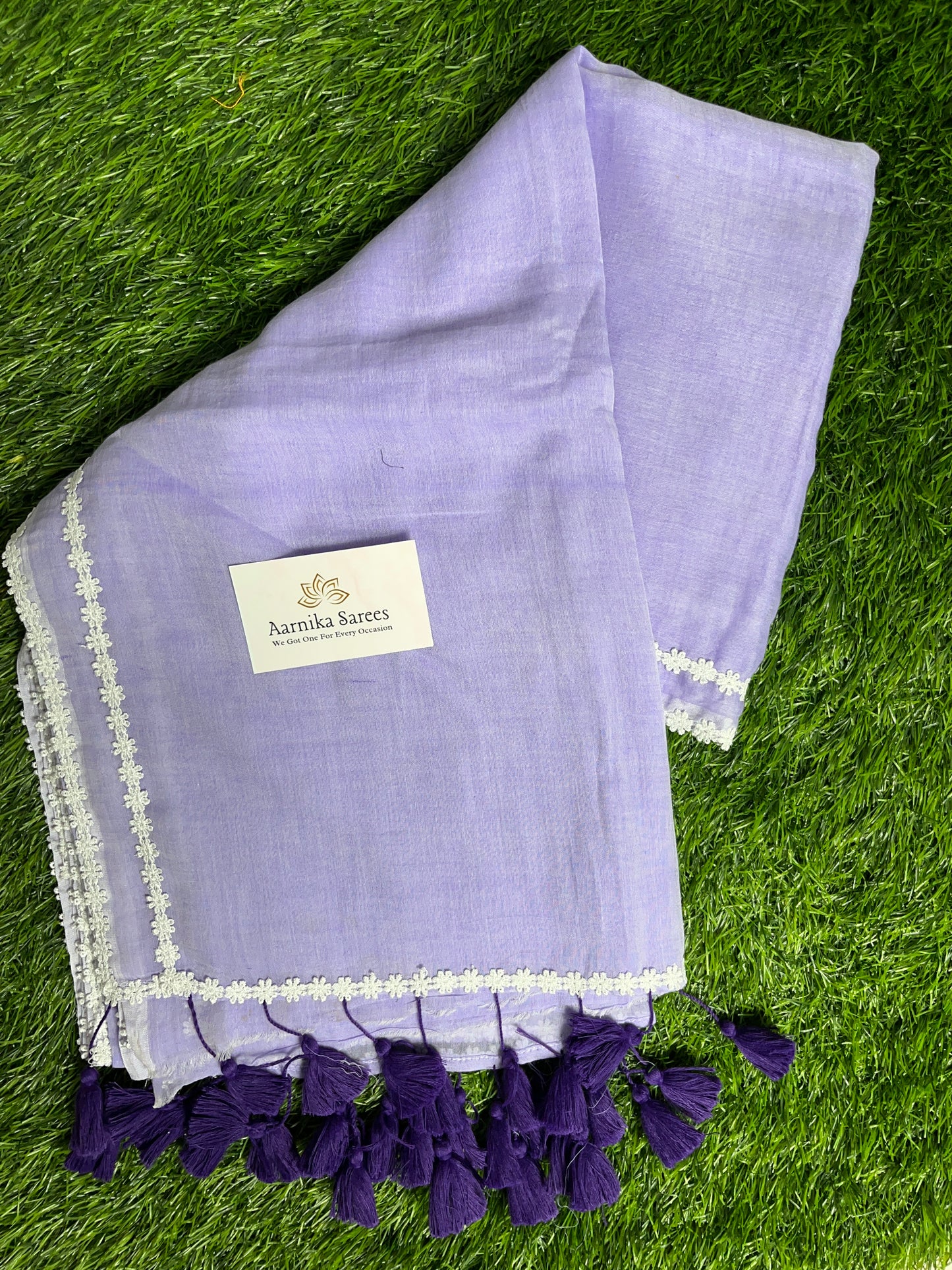 MUL COTTON / LACE BORDER / PURPLE