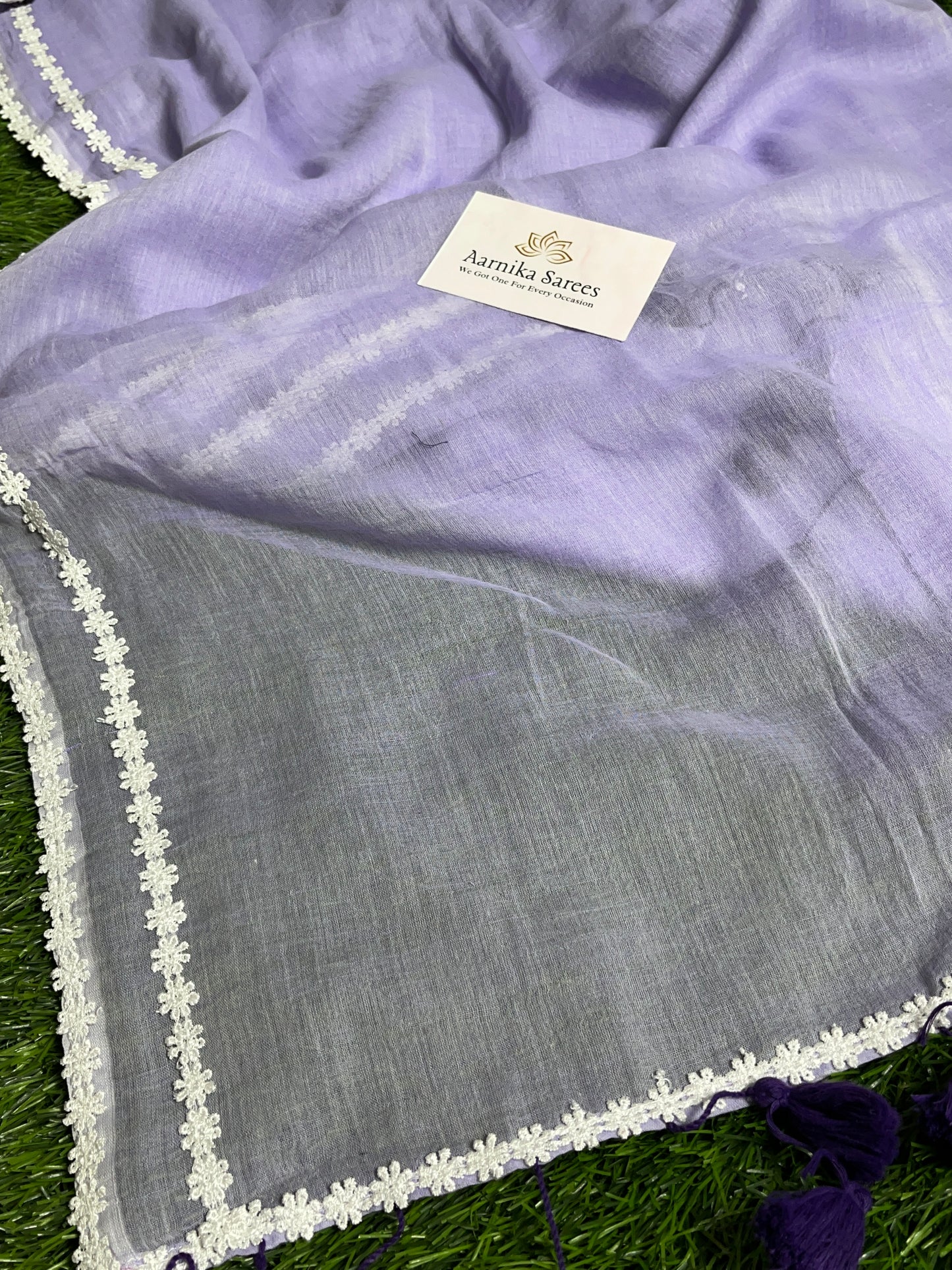 MUL COTTON / LACE BORDER / PURPLE