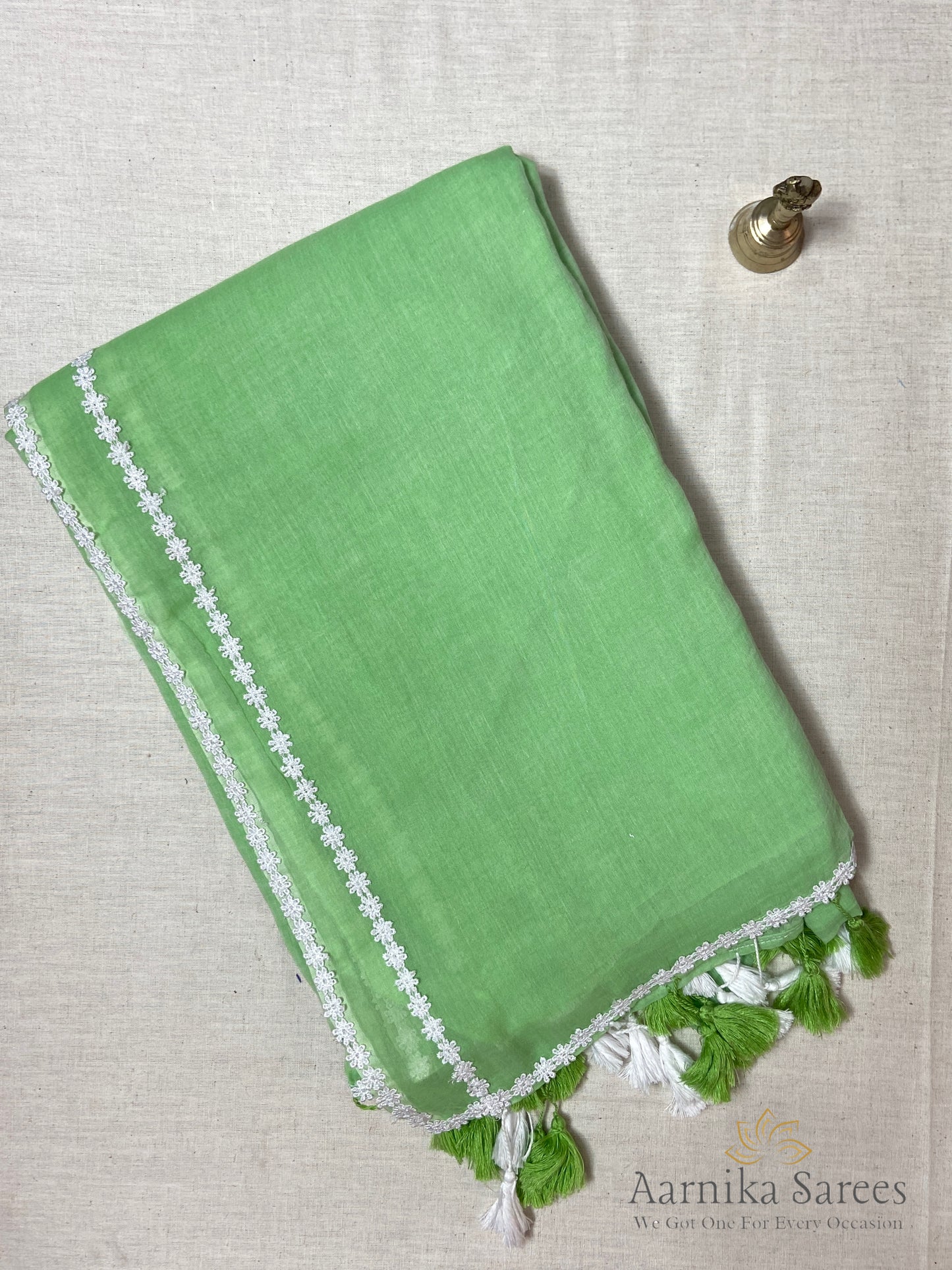 MUL COTTON / LACE BORDER / GREEN