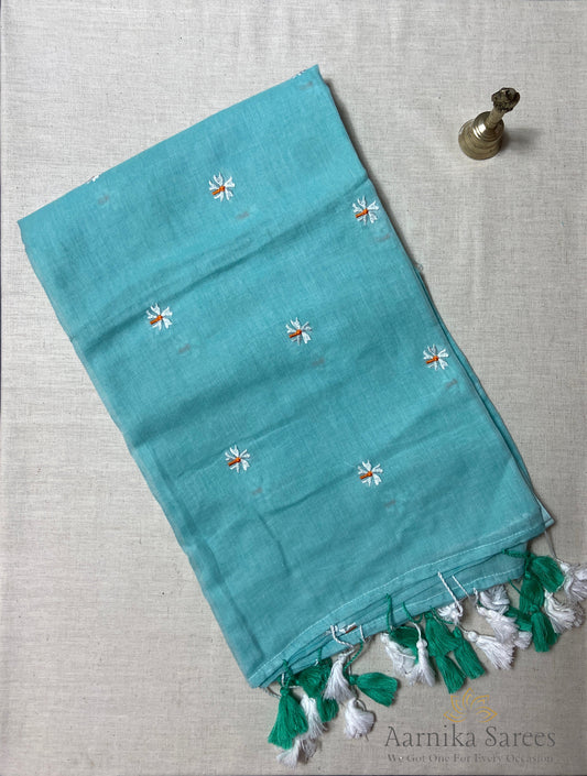 MUL COTTON / PARIJAT EMBROIDERY / SEA BLUE