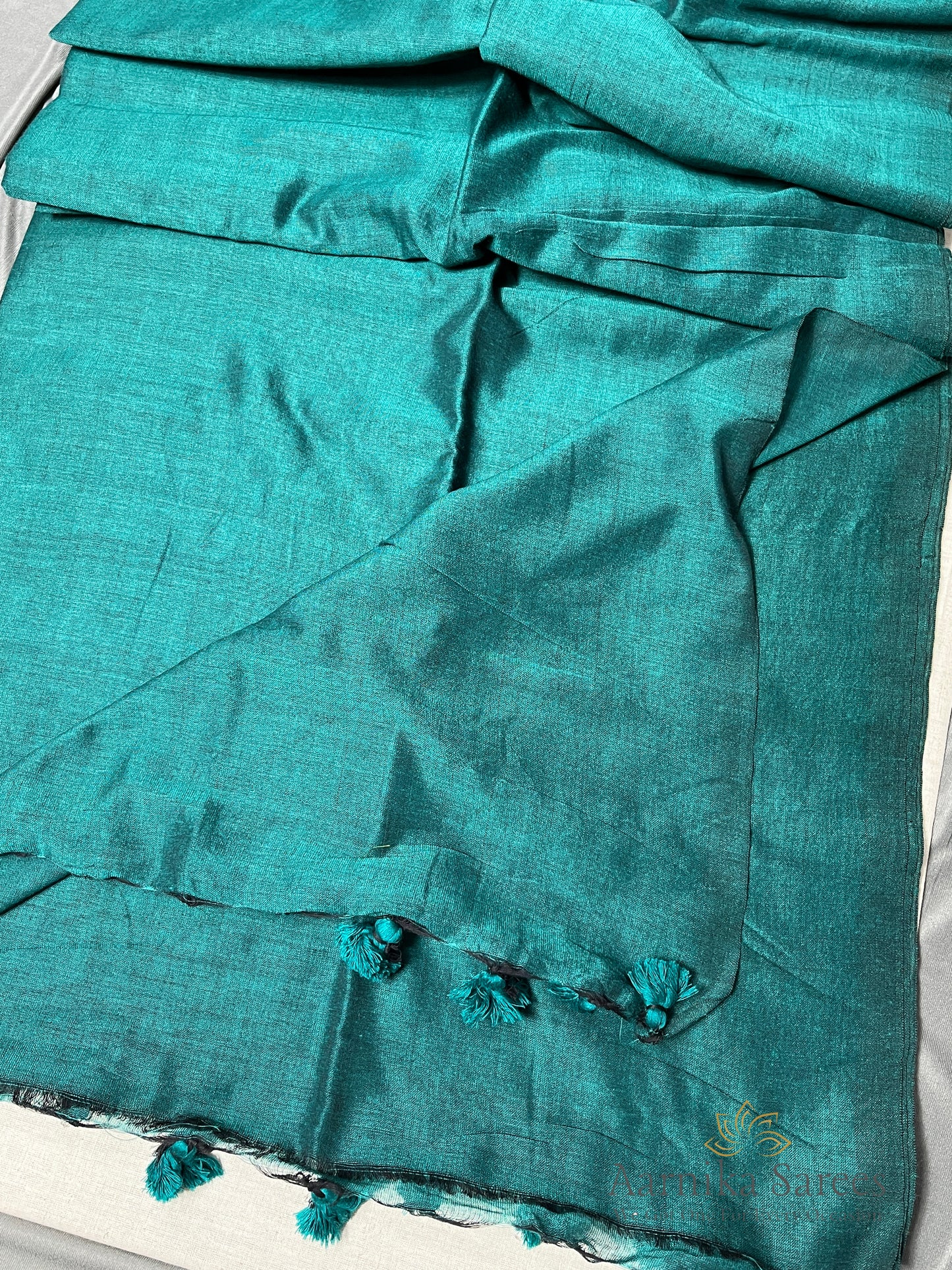 KHADI COTTON SAREE / PEACOCK GREEN