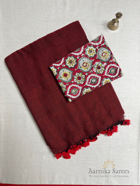 KHADI COTTON SAREE / MAROON