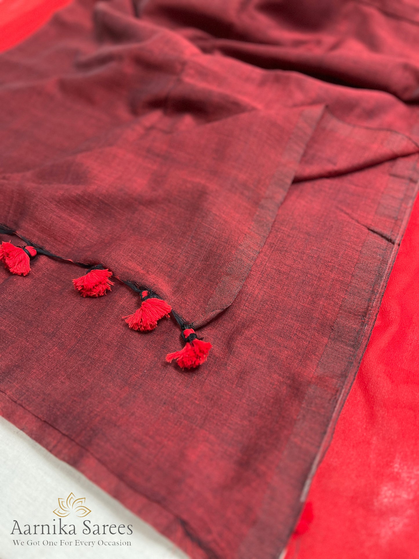 KHADI COTTON SAREE / MAROON