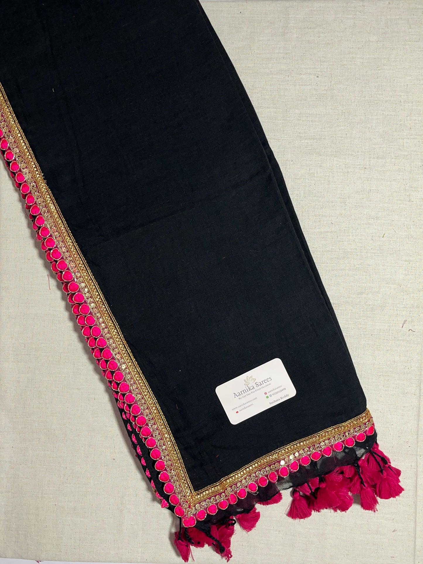 MUL COTTON / LACE BORDER / BLACK