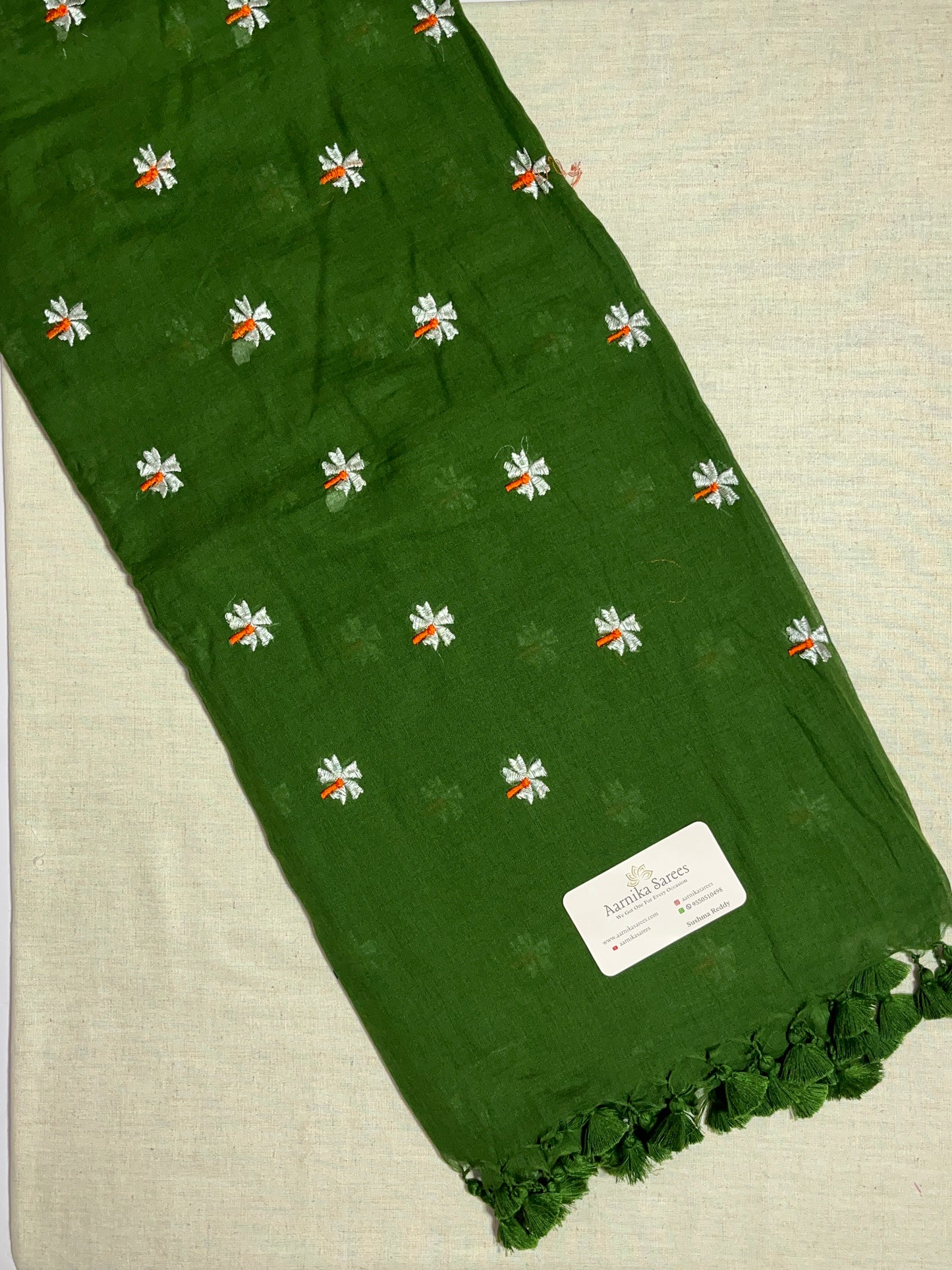 MUL COTTON / PARIJAT EMBROIDERY / GREEN