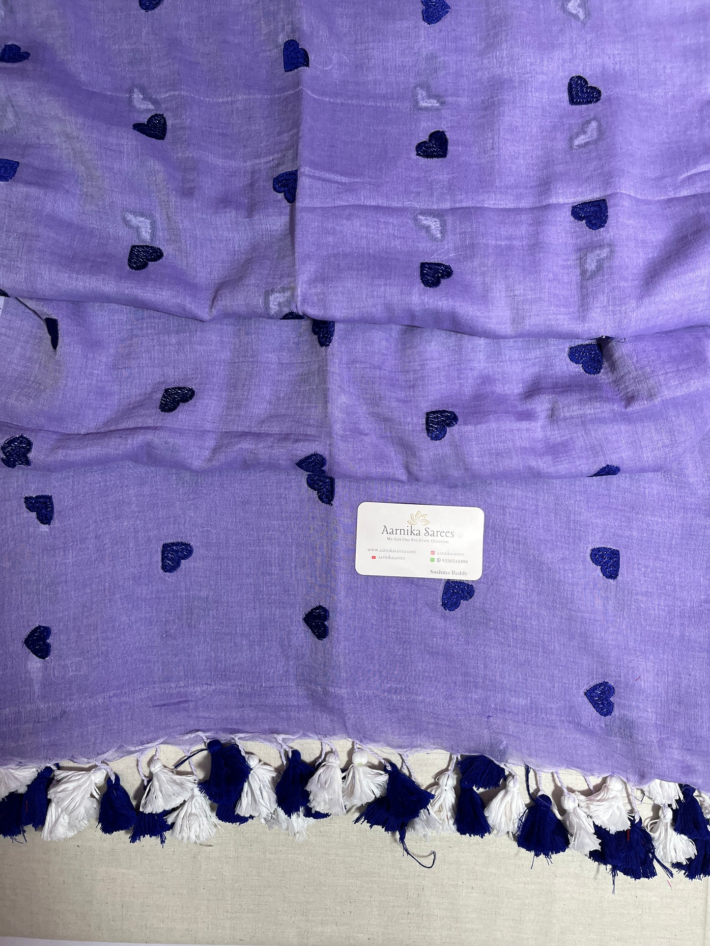 MUL COTTON / HEART EMBROIDERY / LAVENDER