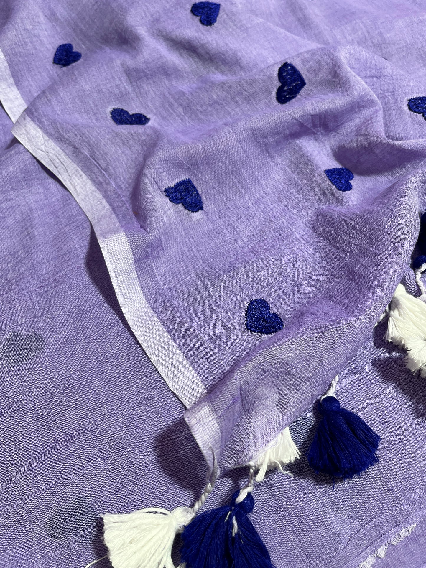 MUL COTTON / HEART EMBROIDERY / LAVENDER